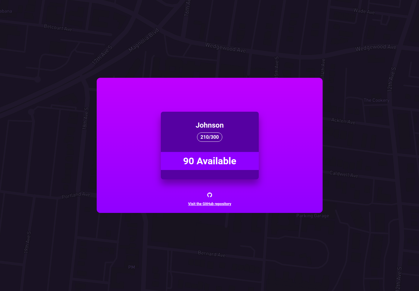 A picture of the web API known as Park-A-Lot.